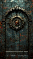 Illustration Background Abstract 3D Wall Texture Stone Metal Doorway Arch