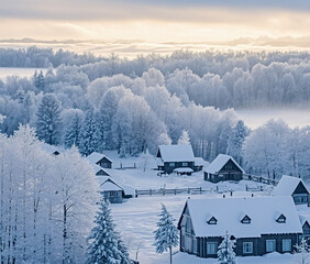 winter landscape with house