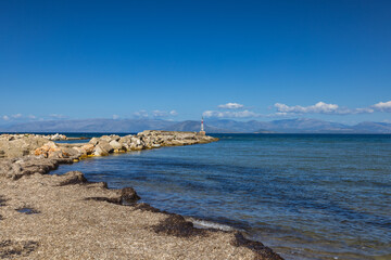 Iron lighthouse on Bouka s beach, Corfu, Greece