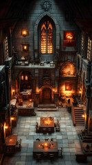 Illustration - Medieval Castle Great Hall Interior Scene