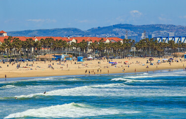 Panoramic View of Huntington Beach from the Pier, Orange County, California