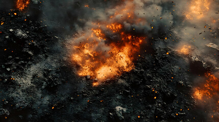 Illustration of Volcanic Eruption Fire and Smoke Background