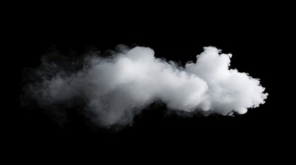 A large white smoke cloud billowing softly, set against a solid black backdrop