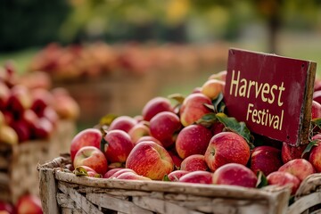 Basket of Red Apples at a Harvest Festival
