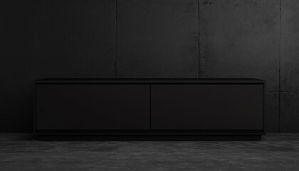 Black Cabinet Against a Rough Black Wall