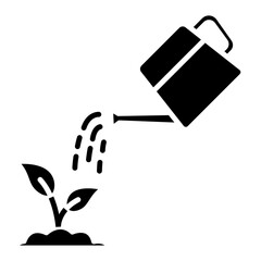 Illustration of Plant Watering Glyph Icon