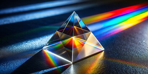 A Crystal Pyramid Casting A Spectrum Of Colors On A Reflective Surface