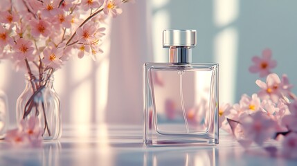 Perfume Bottle with Pink Flowers
