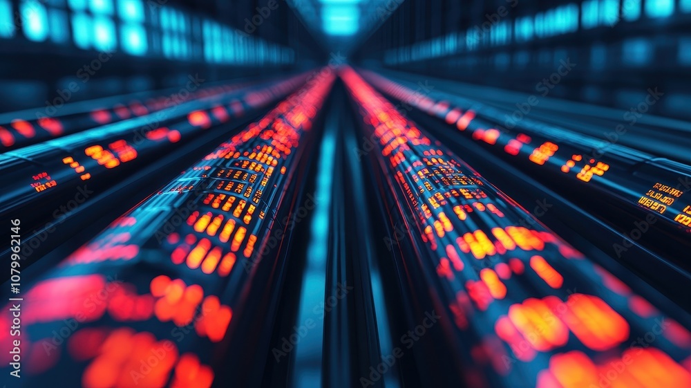 Poster a futuristic view of illuminated data streams, showcasing glowing lines of code amidst a high-tech e