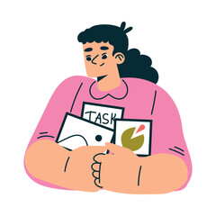 Productive Workflow with Woman Managing Task Vector Illustration