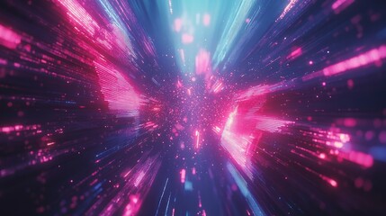 A minimalist rendering of a blockchain node surrounded by glowing lights and data streams, floating in cyberspace