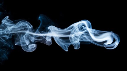 Fototapeta premium A mesmerizing white smoke spiral gently floating upward, isolated beautifully on a black background