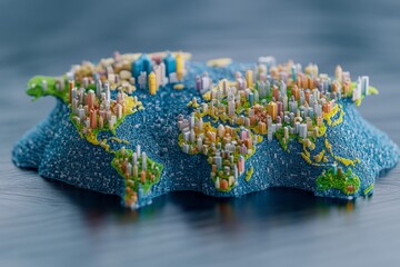 Obraz premium Detailed world map with colorful, labeled countries and continents. Generative AI