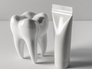 Tooth and toothpaste. Dental care illustration set.