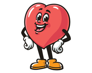 Laughing Love Heart Cartoon Mascot Illustration Character Vector Clip-art Hand-drawn Logo Design