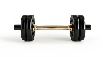 Fototapeta premium A black dumbbell with a metal bar and weights.