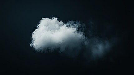 Obraz premium A single dense white cloud with sharp outlines against a jet-black background