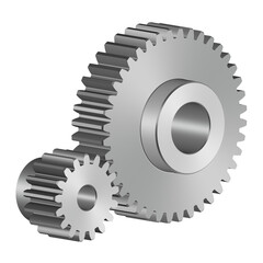 Gear wheel. Spur gear. Machine parts. 3D rendering