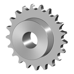 Chain sprocket wheel. Machine parts. 3D rendering