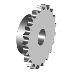 Chain sprocket wheel. Machine parts. 3D rendering
