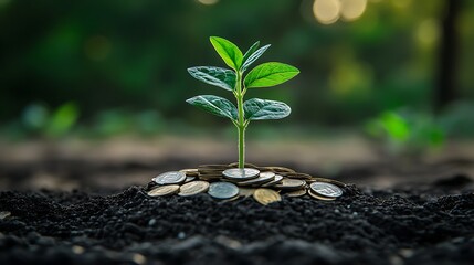 Plant Growing From Coins