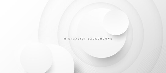 Modern abstract white background with circular layers. 