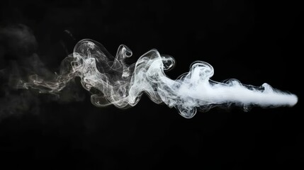 A smooth, continuous white smoke stream rising elegantly, set against a black backdrop