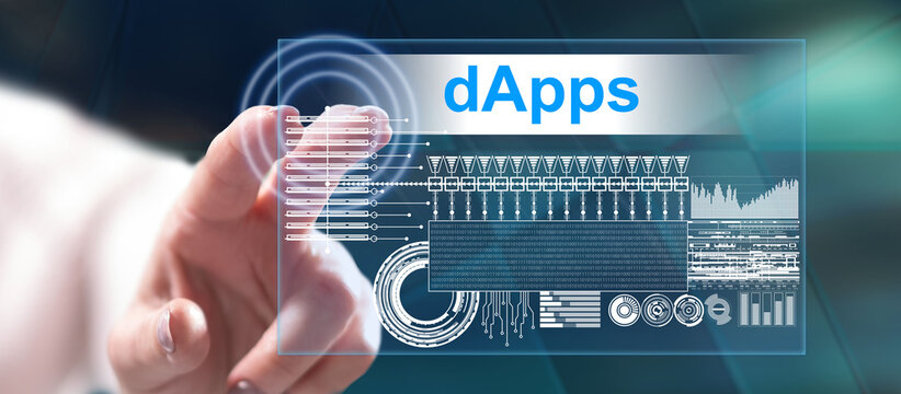 Woman touching a dapps concept