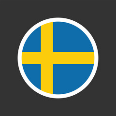 Sweden circle flag icon on isolated background. Round shape vector design
