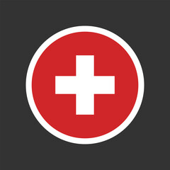 Switzerland circle flag icon. Round shape vector design