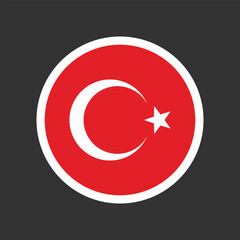 Turkey circle flag icon on isolated background. Round shape vector design