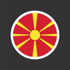 Obraz premium North Macedonia circle flag icon. Round shape vector design