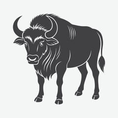 Buffalo Silhouette Vector Isolated on White Background Perfect for Design Projects and Illustrations