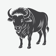 Buffalo Silhouette Vector Isolated on White Background Perfect for Design Projects and Illustrations