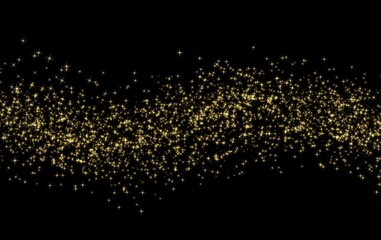 Glittering gold stars particles dust, sparkling lights, overy, christmas, new year.