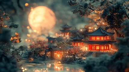 Fototapeta premium miniature landscape,Forbidden City,night