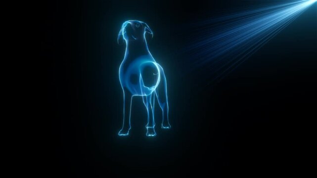 Hologram dog. Computer generated 3d render