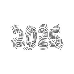 Obraz premium Simple, minimalist black text design 2025 for New Years Eve celebration suitable for various graphic projects, such as social media posts, presentations, or branding materials and contains black text 