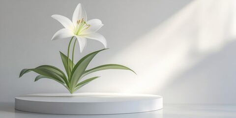 Creative Abstract Marketing Background for Autumn Beauty and Skincare Featuring a Fresh and Elegant Minimalist Display Stand with a Rose-Themed Backdrop. This AI-Generated High-Quality 4K Illustration