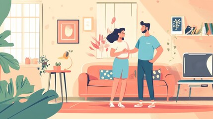 Young family couple doing renovations at home.