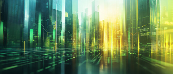 Modern Financial Success with Green and Blue Growth Charts