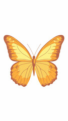 Fototapeta premium Minimalist Yellow Butterfly Illustration on White Background for Graphic Design