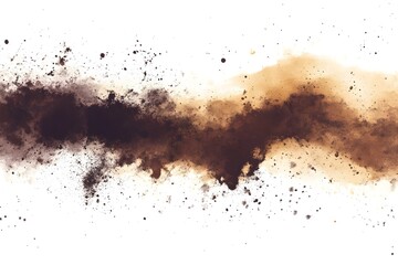 A long line of brown and white particles