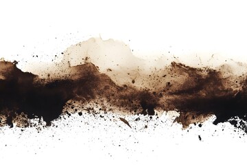 A line of brown paint with white splatters on it