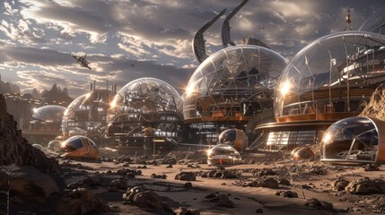 Obraz premium Futuristic City on a Desert Planet