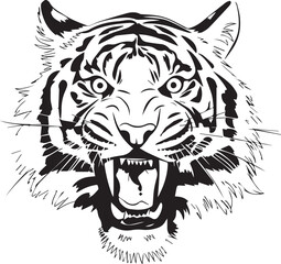 Black and white tiger vector 