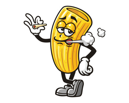 recommend clip art: Smoking Macaroni Cartoon Mascot Illustration Character Vector Clip-art Hand-drawn Logo Design
