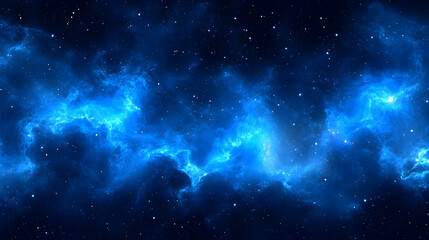 Fototapeta premium Abstract Background Blue Nebula Galaxy Space Stars Illustration