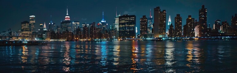 Obraz premium Nighttime Skyline of New York City