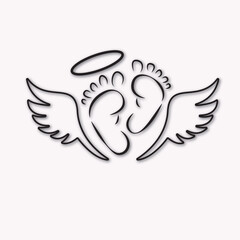 Handdrawn line art style mom and baby illustration art.